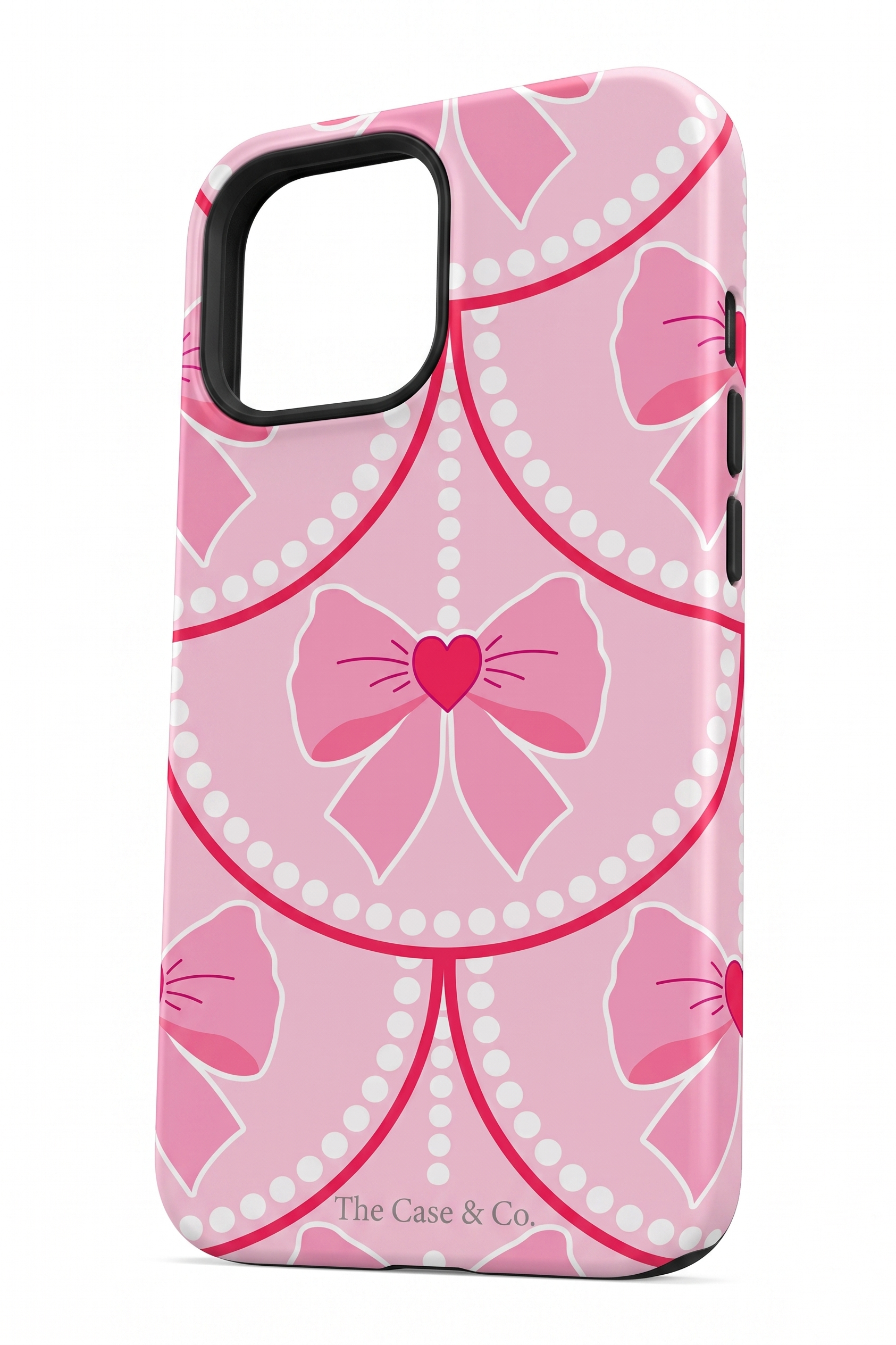 iPhone Cloud Skin Case – Rosy Pearl Charm Print | Premium 3D Hard Shell | Gloss Finish | 14-17 Series