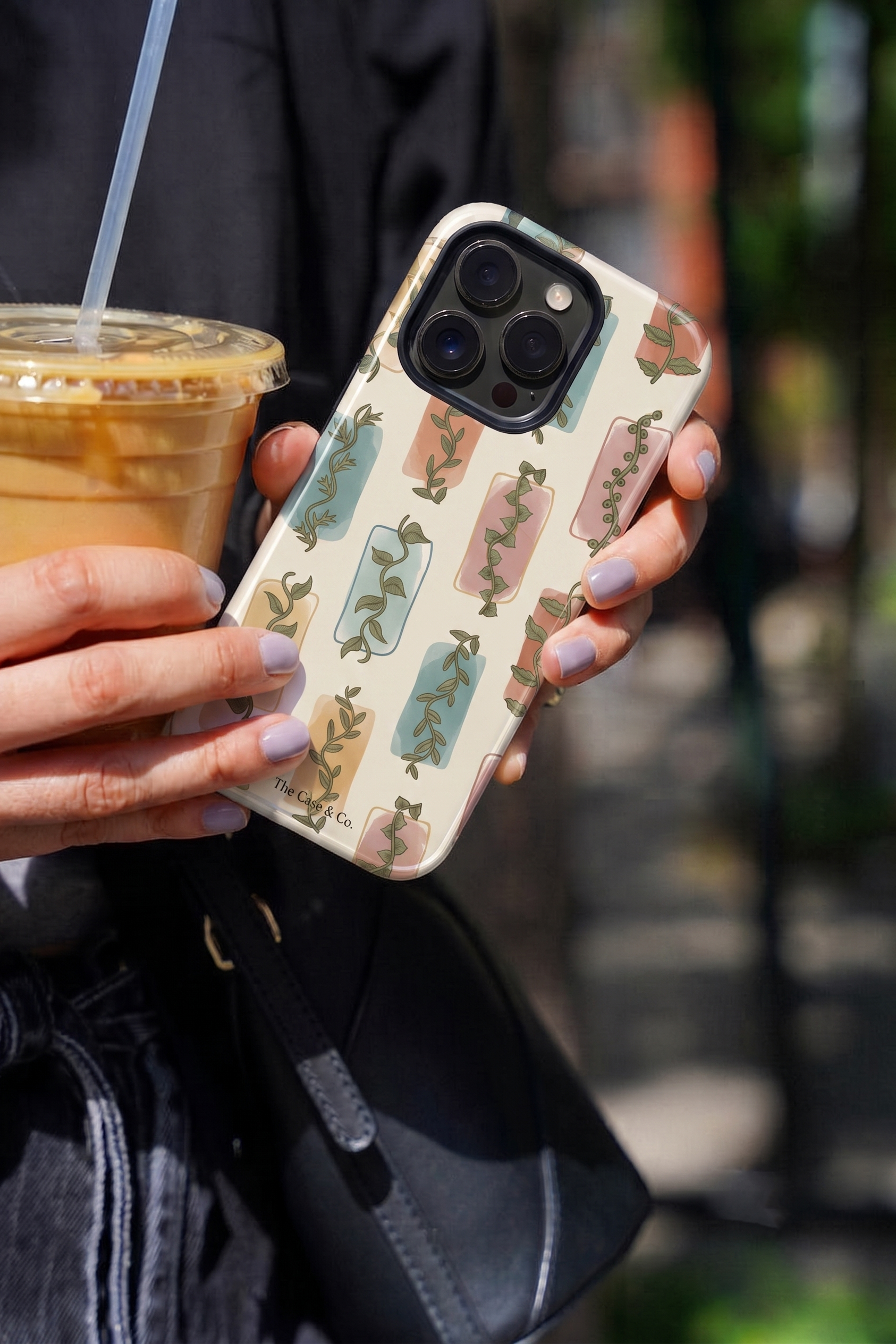 iPhone Cloud Skin Case – Leaf & Light Print | Premium 3D Hard Shell | Gloss Finish | 14-17 Series