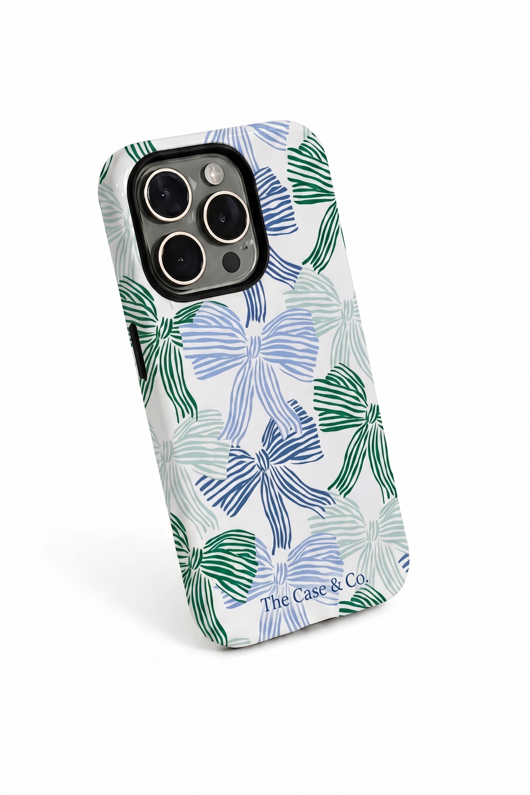 iPhone Cloud Skin Case – Misty Ribbon Print | Premium 3D Hard Shell | Gloss Finish | 14-17 Series