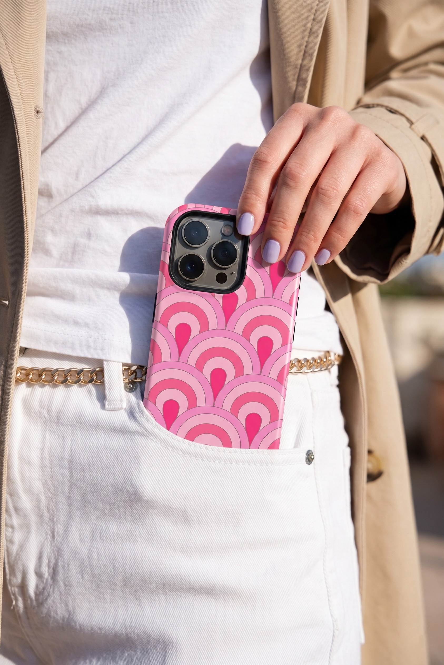 iPhone Cloud Skin Case – Rosy Arches Print | Premium 3D Hard Shell | Gloss Finish | 14-17 Series