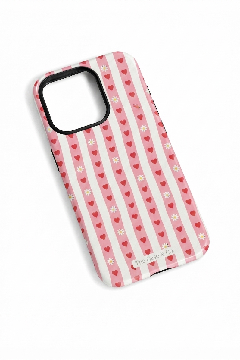 iPhone Cloud Skin Case – Heart Parade Print | Premium 3D Hard Shell | Gloss Finish | 14-17 Series