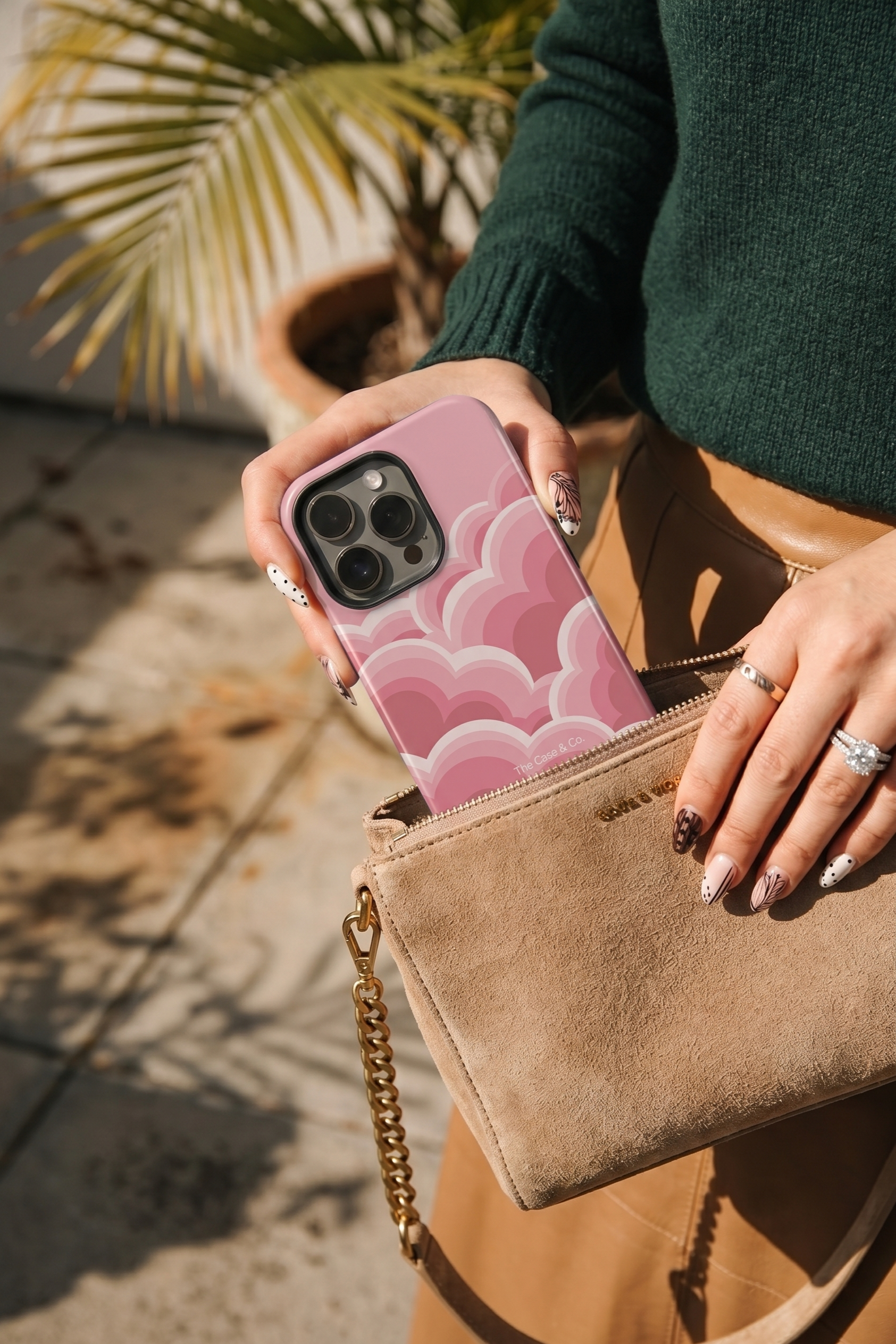 iPhone Cloud Skin Case – Rosy Dream Print | Premium 3D Hard Shell | Gloss Finish | 14-17 Series