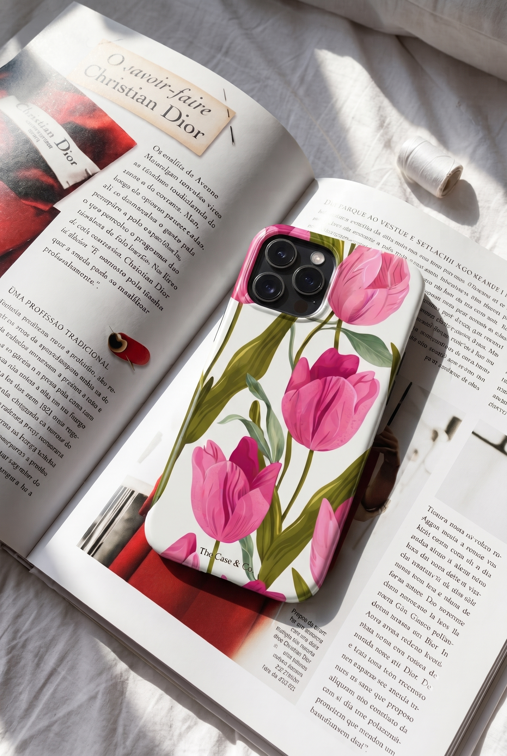 iPhone Cloud Skin Case – Pink Meadow | Premium 3D Hard Shell | Gloss Finish | 14-17 Series