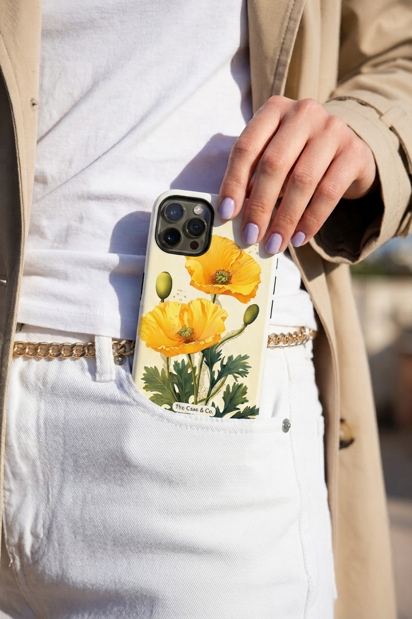iPhone Cloud Skin Case – Blooming Sunshine Print | Premium 3D Hard Shell | Gloss Finish | 14-17 Series