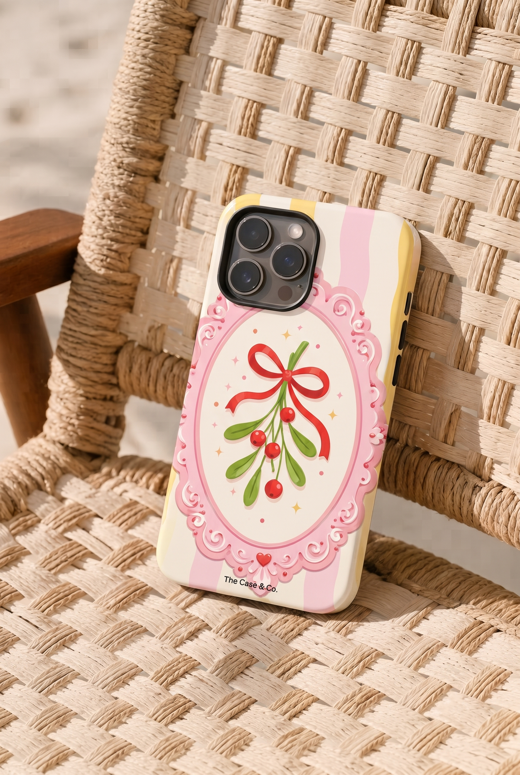 iPhone Cloud Skin Case – Pink Noel Print | Premium 3D Hard Shell | Gloss Finish | 14-17 Series