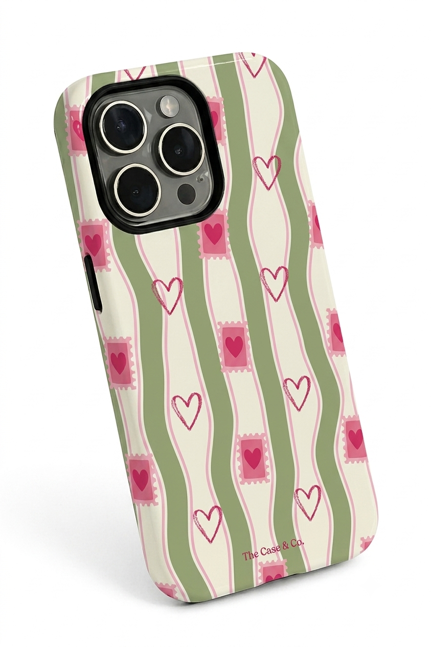 iPhone Cloud Skin Case – Pink Parcel Print | Premium 3D Hard Shell | Gloss Finish | 14-17 Series