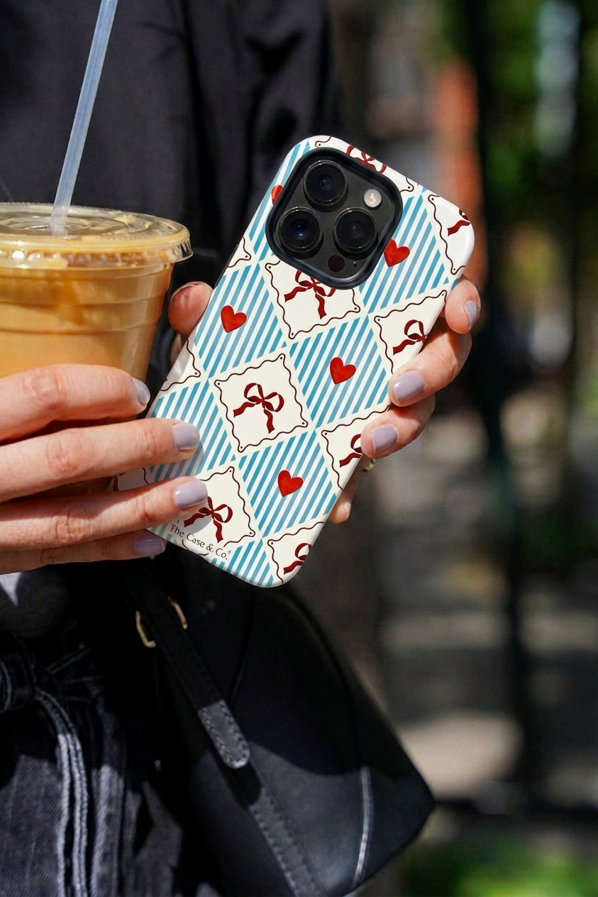iPhone Cloud Skin Case – Bow Belle Print | Premium 3D Hard Shell | Gloss Finish | 14-17 Series