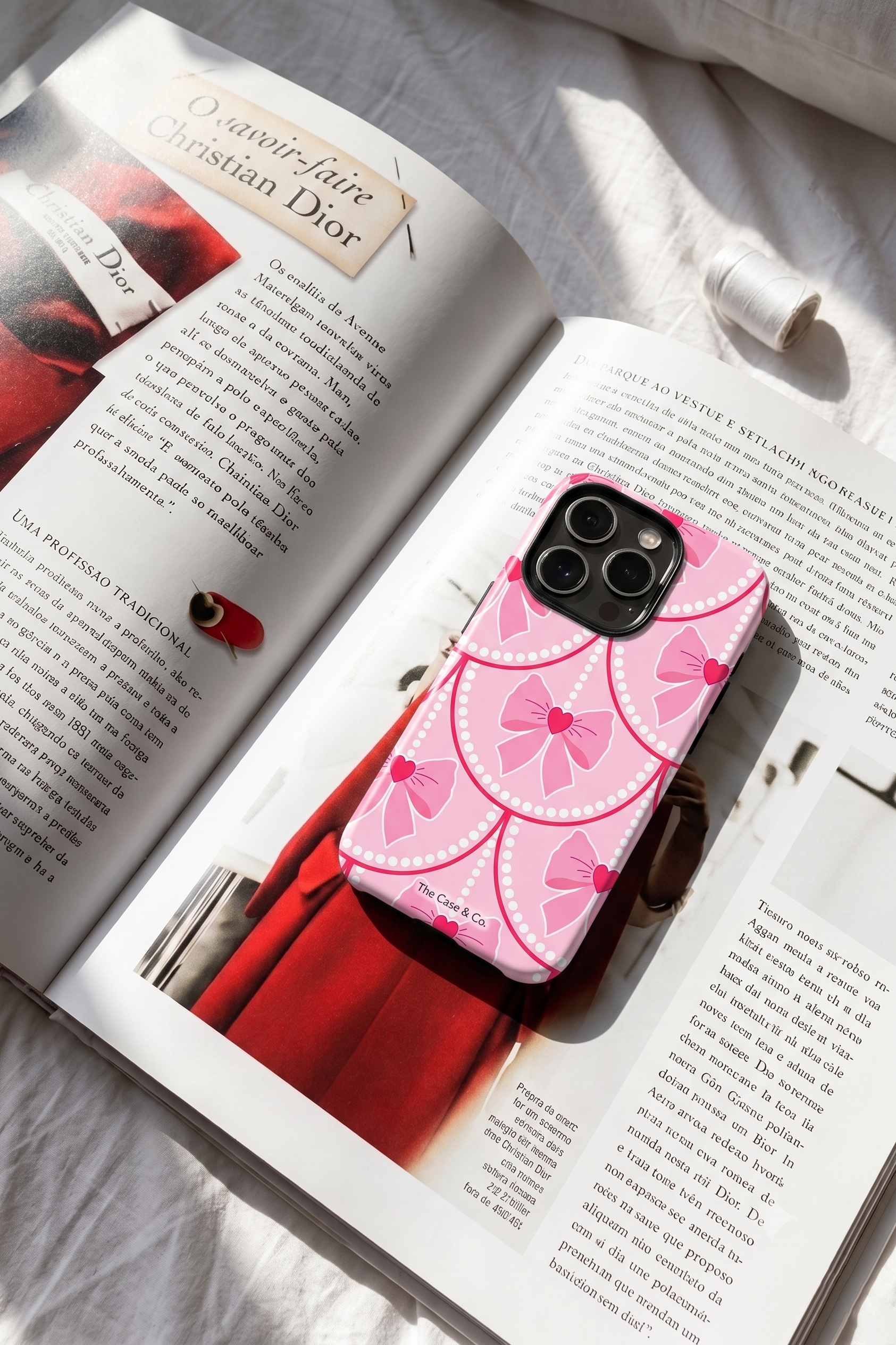 iPhone Cloud Skin Case – Rosy Pearl Charm Print | Premium 3D Hard Shell | Gloss Finish | 14-17 Series
