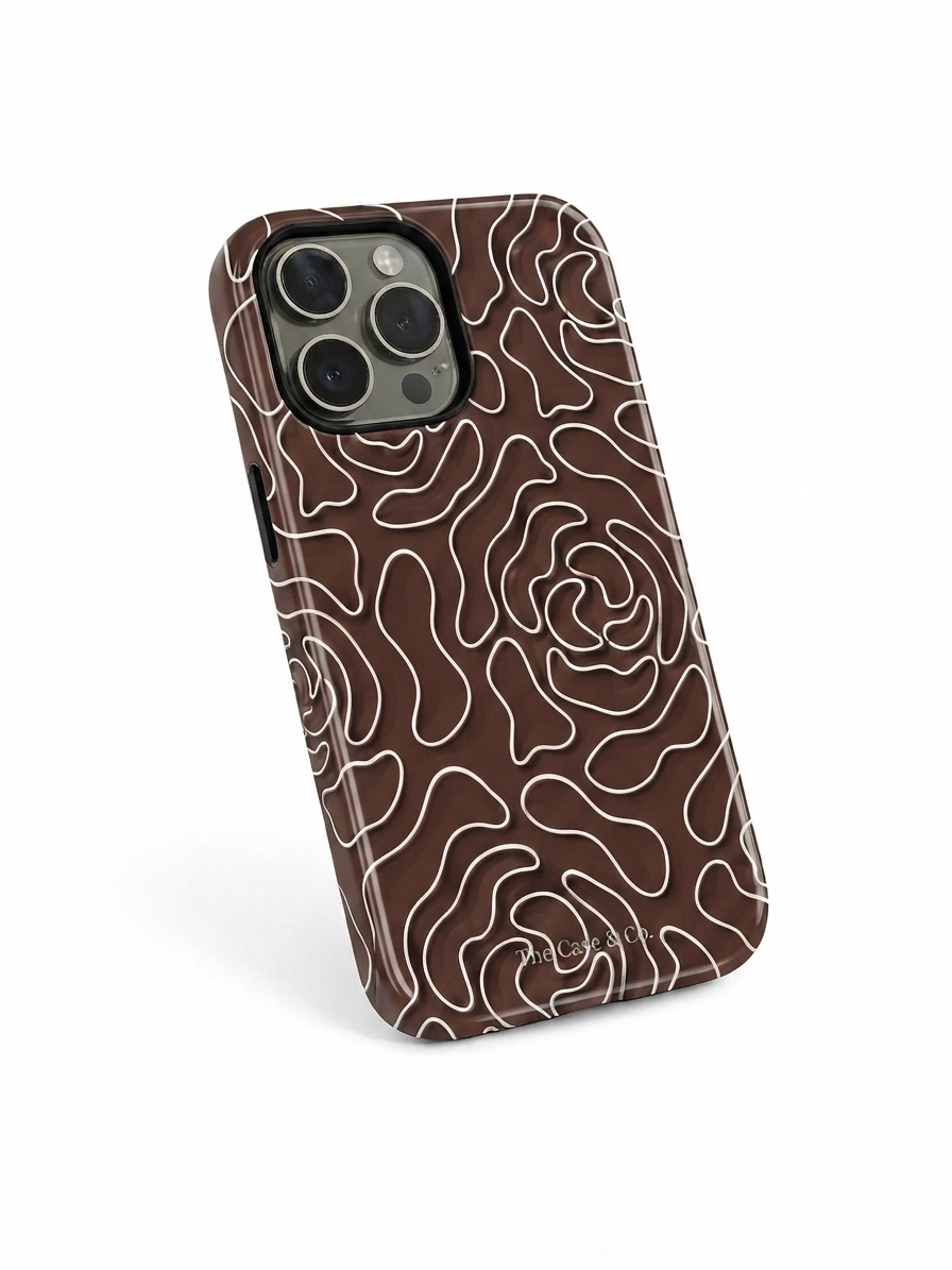 iPhone Cloud Skin Case – Rose Mosaic Print | Premium 3D Hard Shell | Gloss Finish | 14-17 Series