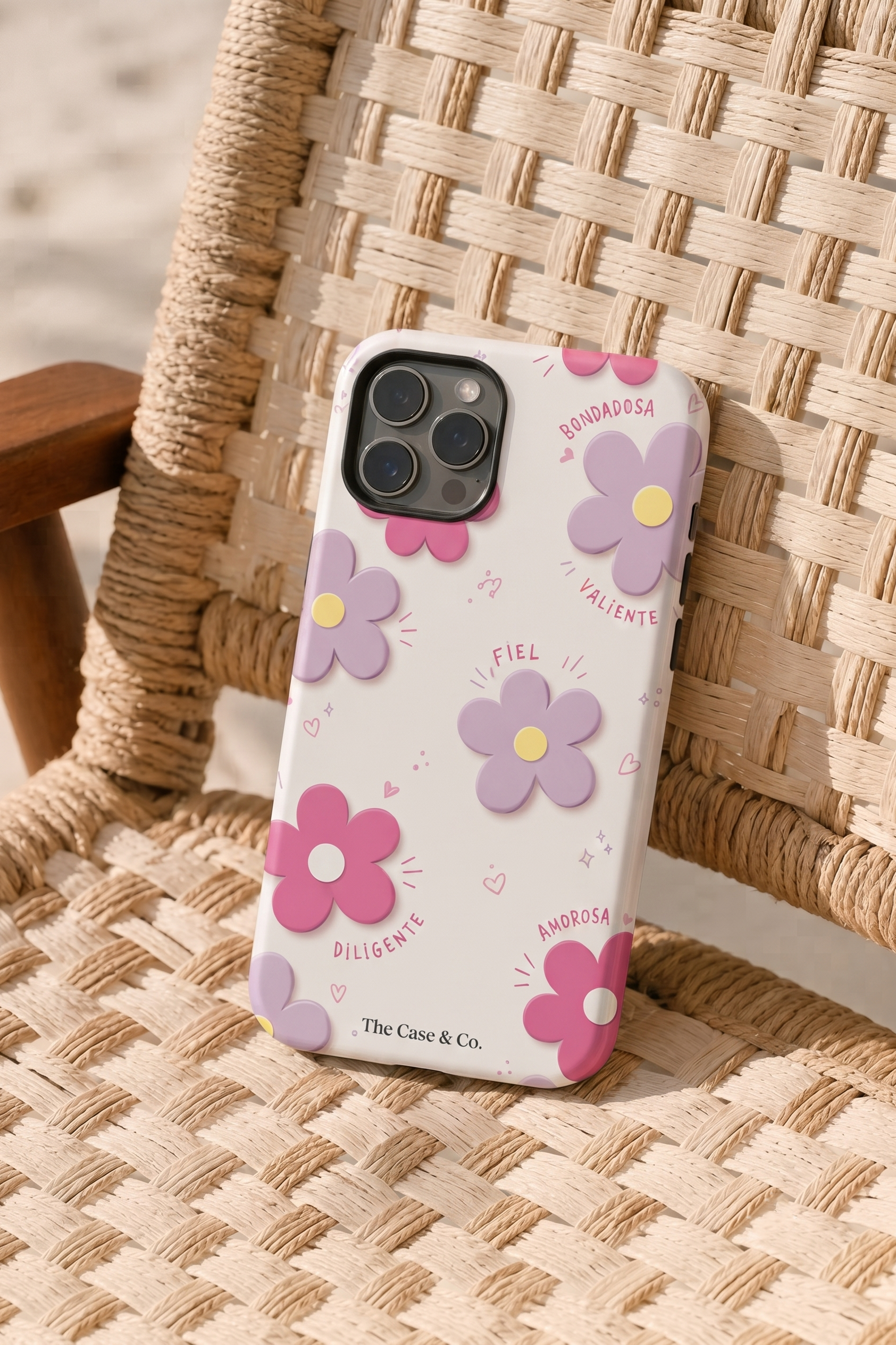 iPhone Cloud Skin Case – Flores Con Amor Print | Premium 3D Hard Shell | Gloss Finish | 14-17 Series