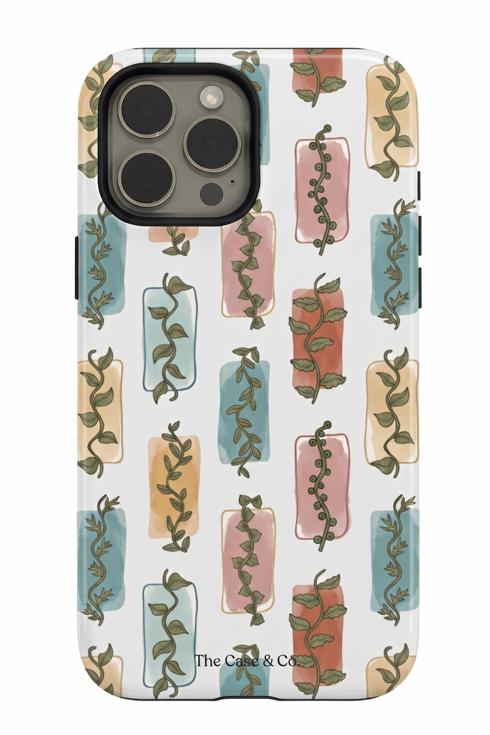 iPhone Cloud Skin Case – Leaf & Light Print | Premium 3D Hard Shell | Gloss Finish | 14-17 Series