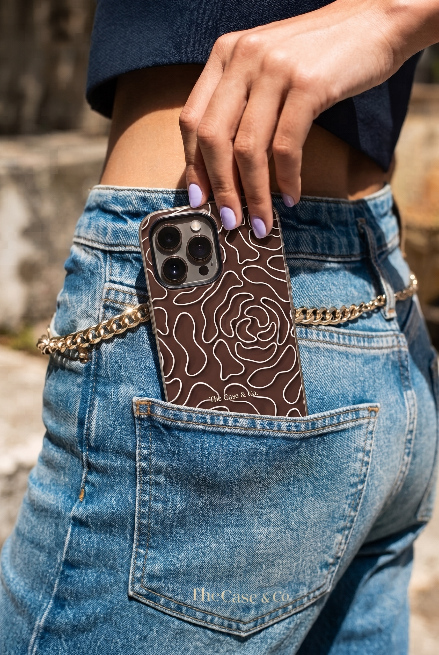 iPhone Cloud Skin Case – Rose Mosaic Print | Premium 3D Hard Shell | Gloss Finish | 14-17 Series