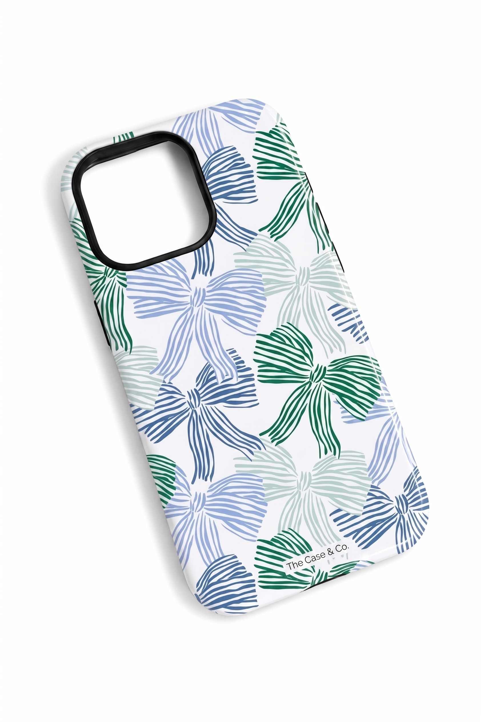 iPhone Cloud Skin Case – Misty Ribbon Print | Premium 3D Hard Shell | Gloss Finish | 14-17 Series