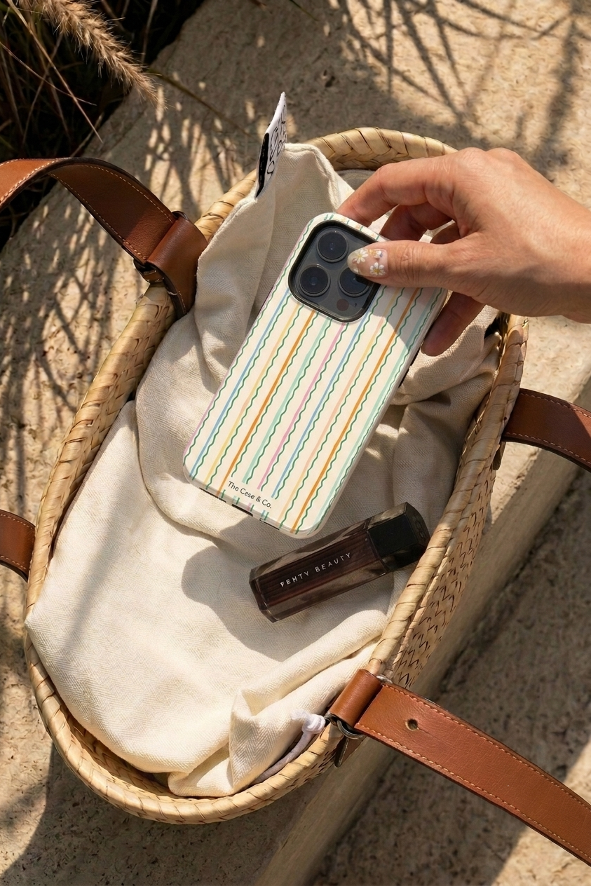 iPhone Cloud Skin Case – Rainbow Wavelength Print | Premium 3D Hard Shell | Gloss Finish | 14-17 Series