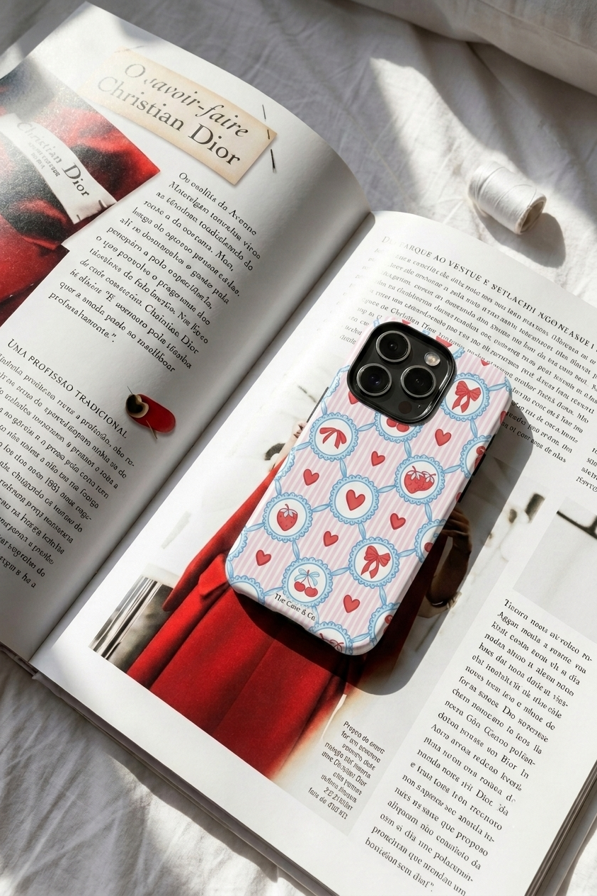 iPhone Cloud Skin Case – Berry Charm Print | Premium 3D Hard Shell | Gloss Finish | 14-17 Series