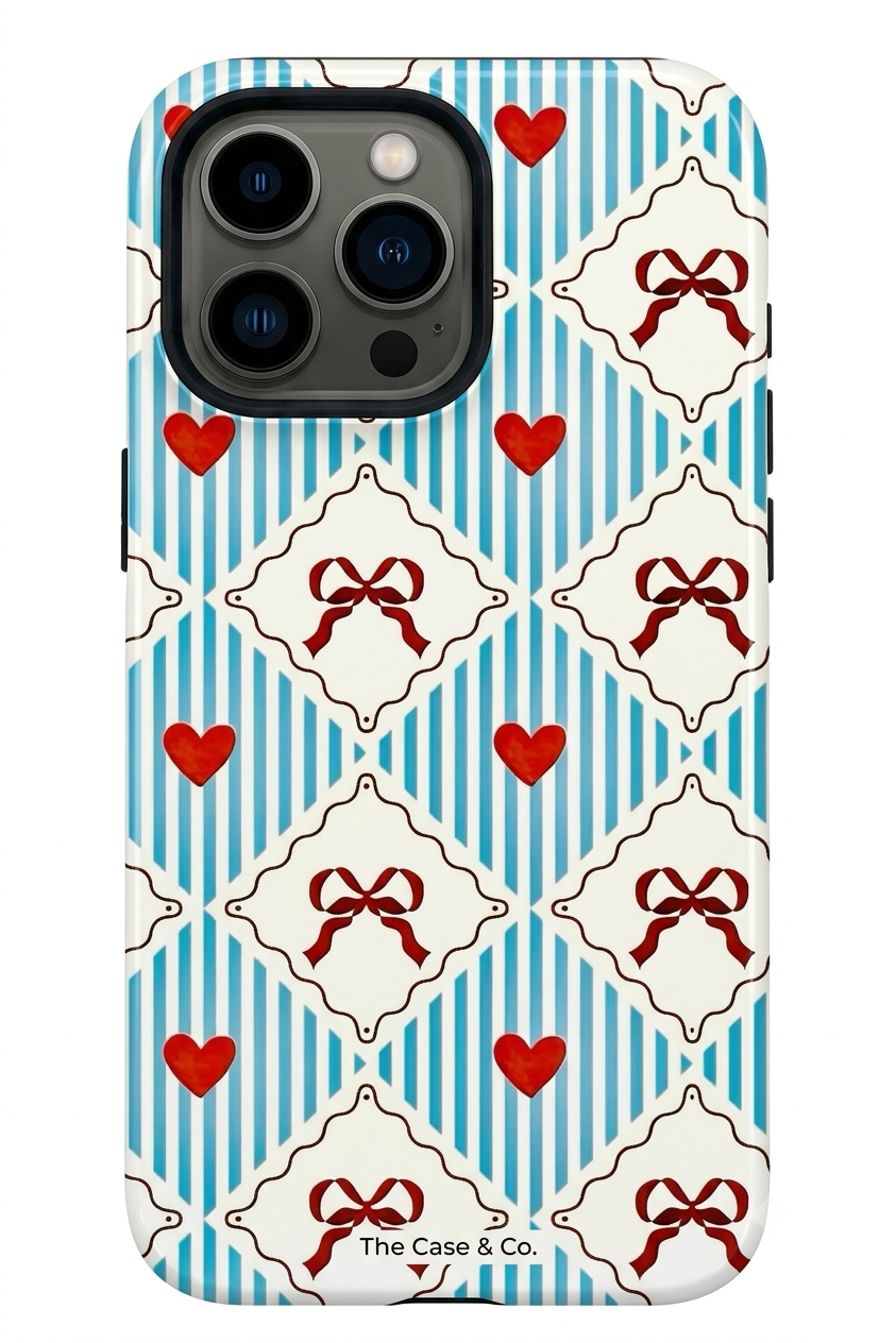 iPhone Cloud Skin Case – Bow Belle Print | Premium 3D Hard Shell | Gloss Finish | 14-17 Series