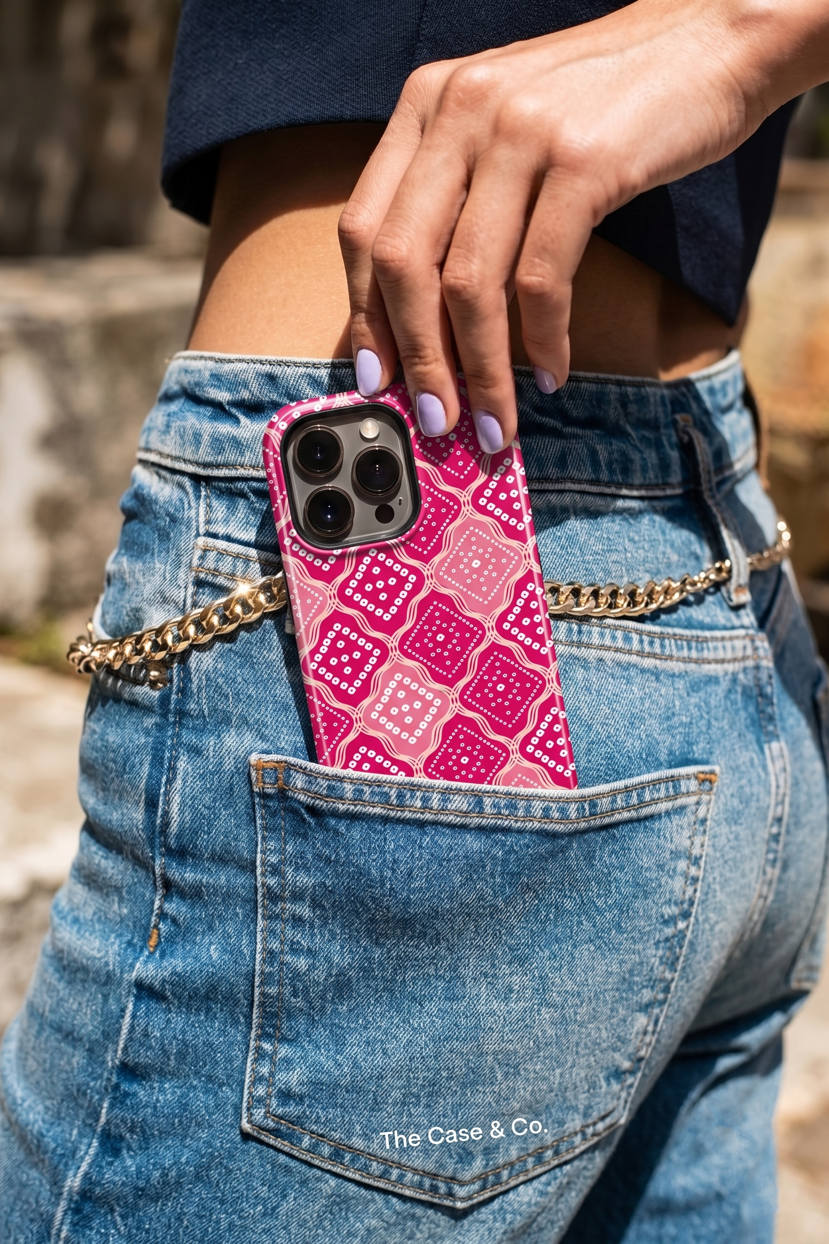 iPhone Cloud Skin Case – Candy Check Print | Premium 3D Hard Shell | Gloss Finish | 14-17 Series