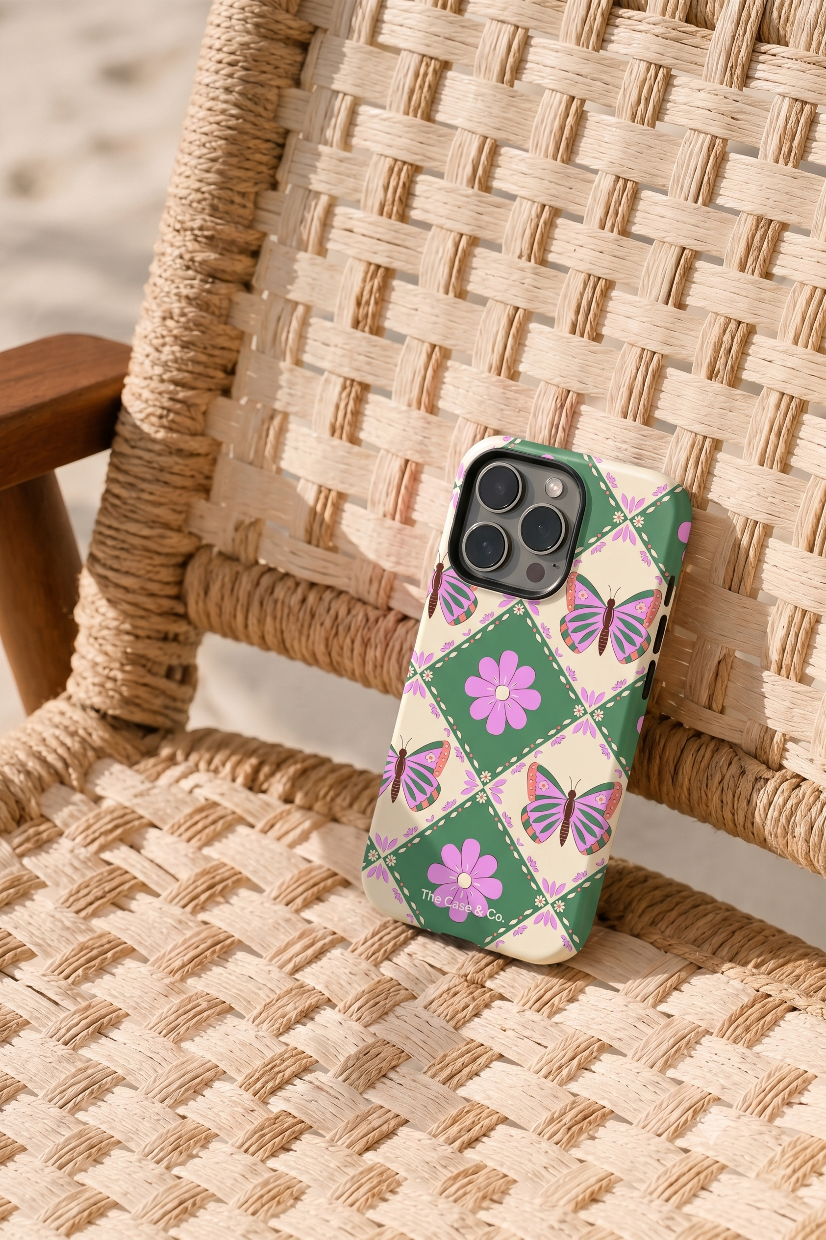iPhone Cloud Skin Case – Garden of Wings Print | Premium 3D Hard Shell | Gloss Finish | 14-17 Series