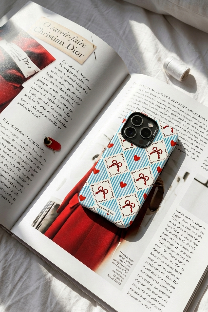 iPhone Cloud Skin Case – Bow Belle Print | Premium 3D Hard Shell | Gloss Finish | 14-17 Series