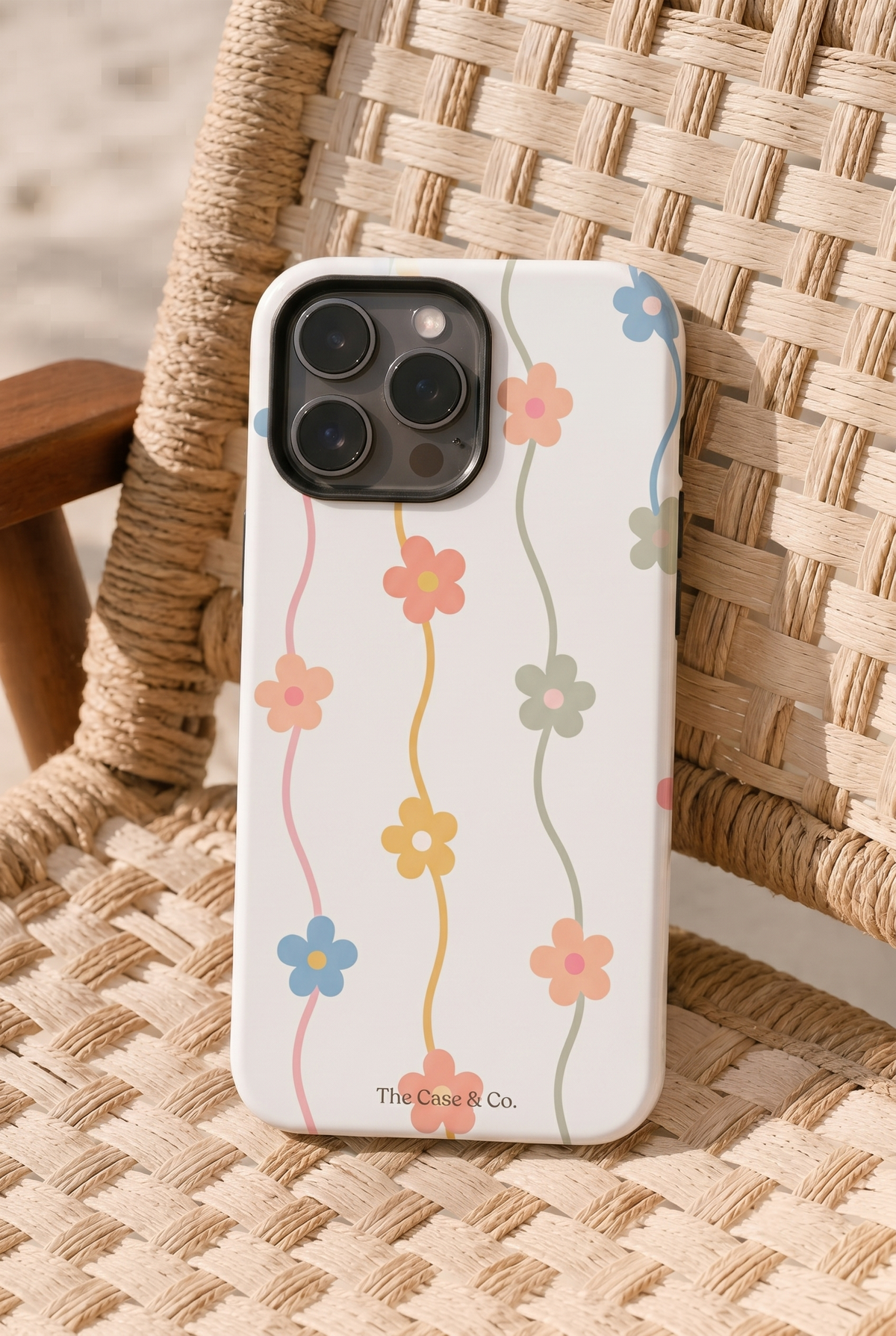 iPhone Cloud Skin Case – Flower Strings Print | Premium 3D Hard Shell | Gloss Finish | 14-17 Series
