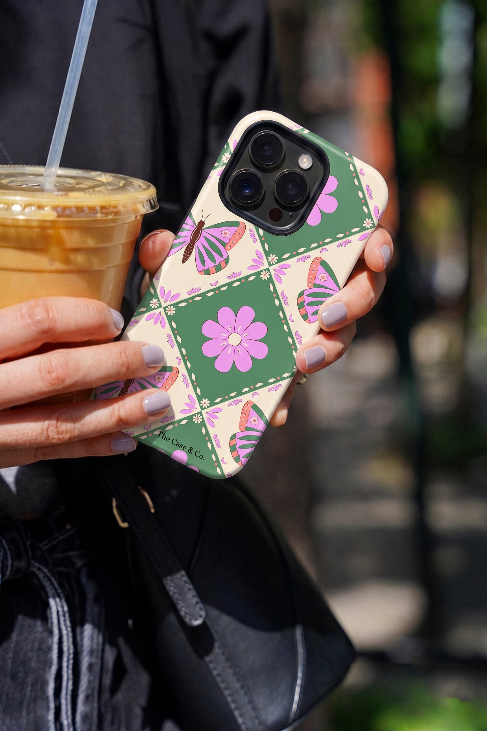 iPhone Cloud Skin Case – Garden of Wings Print | Premium 3D Hard Shell | Gloss Finish | 14-17 Series