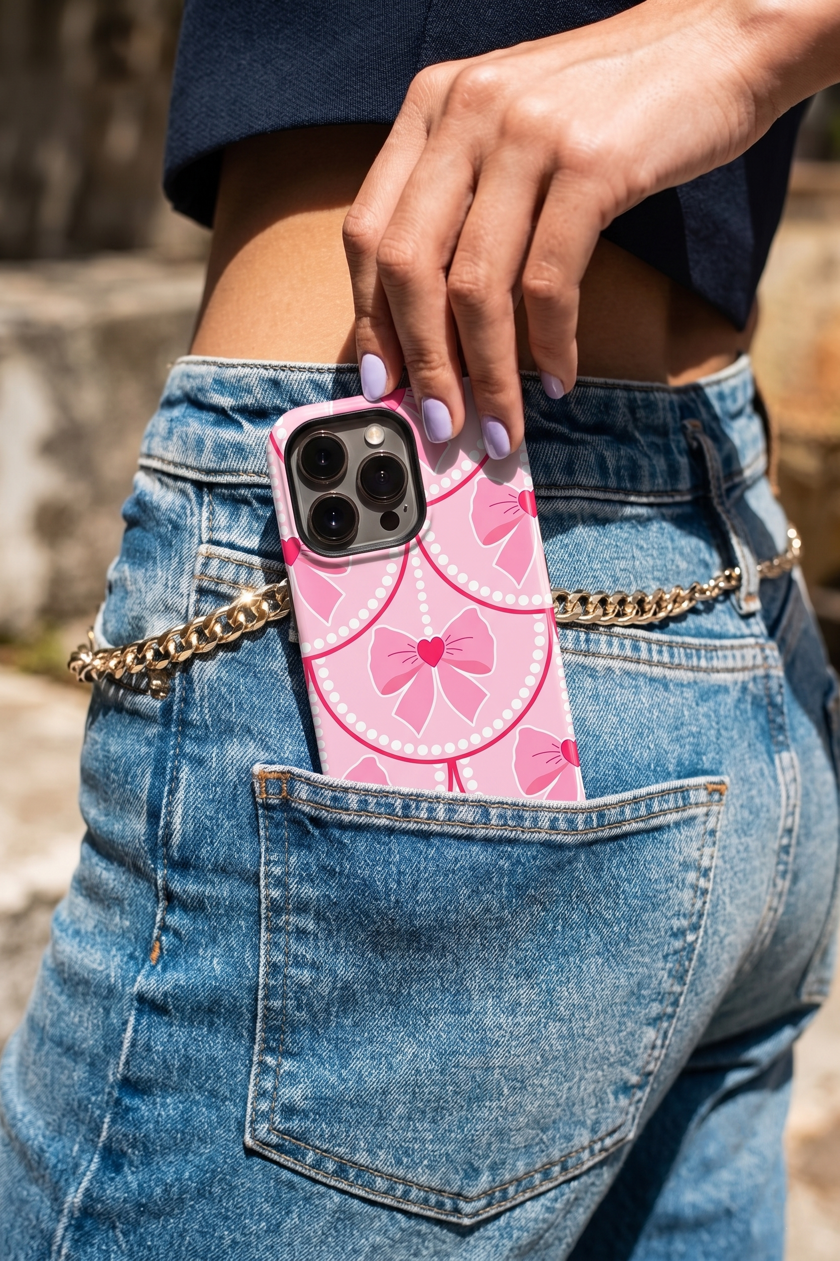iPhone Cloud Skin Case – Rosy Pearl Charm Print | Premium 3D Hard Shell | Gloss Finish | 14-17 Series