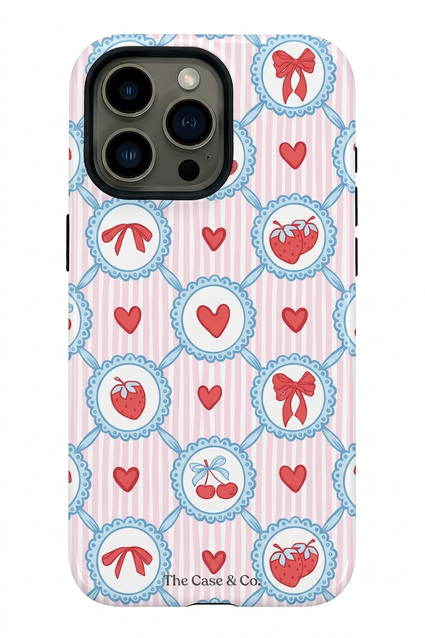 iPhone Cloud Skin Case – Berry Charm Print | Premium 3D Hard Shell | Gloss Finish | 14-17 Series