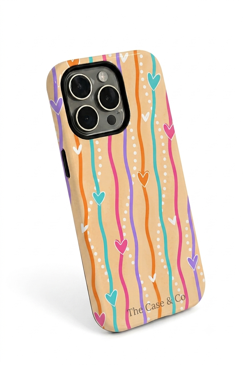 iPhone Cloud Skin Case – Color Me Love Print | Premium 3D Hard Shell | Gloss Finish | 14-17 Series