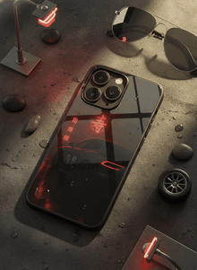 Aesthetic Car Focus Mono Frame Glass Back Cover For iPhone 14-17 Models