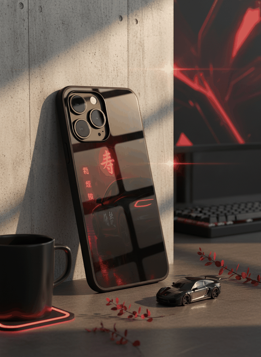 Aesthetic Car Focus Glass Back Cover For iPhone 11-17 The Case & Co