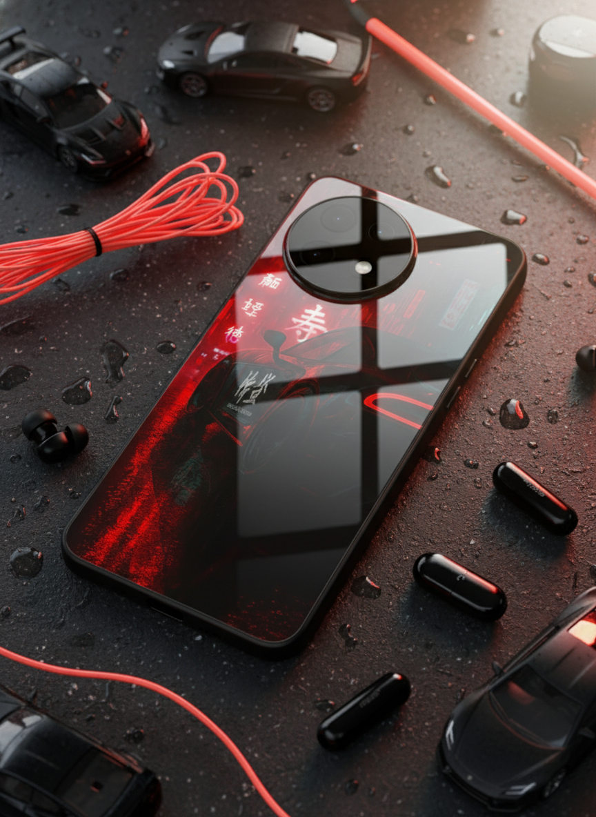 Aesthetic Car Focus Premium Glass Back Cover For One Plus 13, 12, 11, 10 The Case & Co India