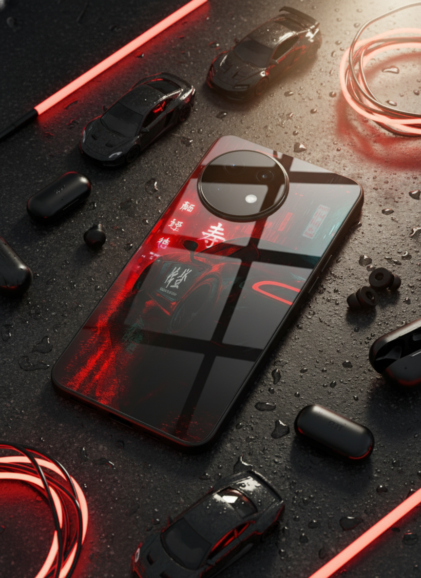 Aesthetic Car Focus Premium Glass Back Cover For One Plus 13, 12, 11, 10 The Case & Co India