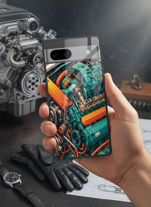 Aesthetic Engine-ry Premium Glass Back Cover For Google Pixel 7,8,9,10 Series The Case & Co India