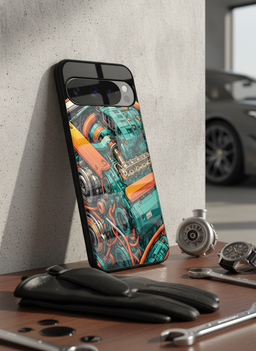 Aesthetic Engine-ry Premium Glass Back Cover For Google Pixel 7,8,9,10 Series The Case & Co India