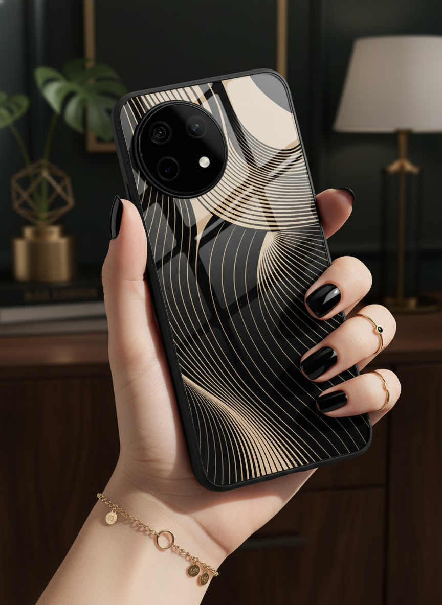 Aesthetic Swirls Premium Glass Back Cover For One Plus 13, 12, 11, 10 The Case & Co India