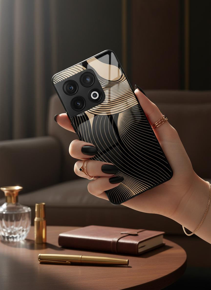 Aesthetic Swirls Premium Glass Back Cover For One Plus 13, 12, 11, 10 The Case & Co India