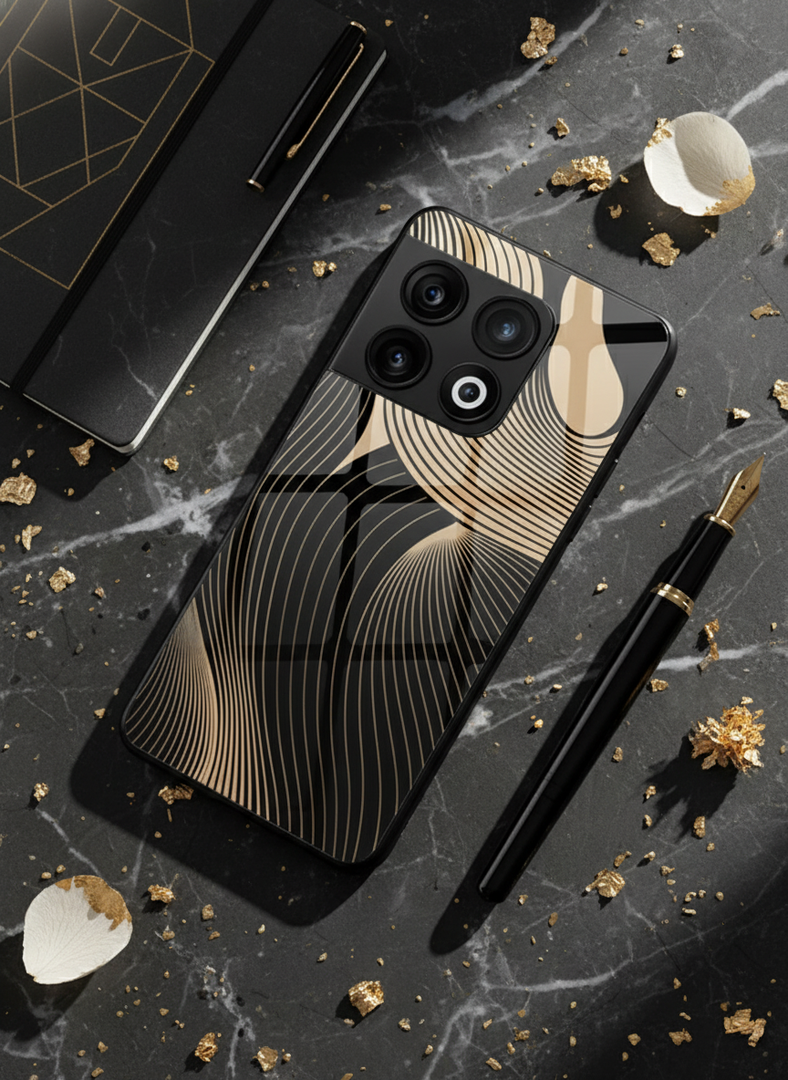Aesthetic Swirls Premium Glass Back Cover For One Plus 13, 12, 11, 10 The Case & Co India