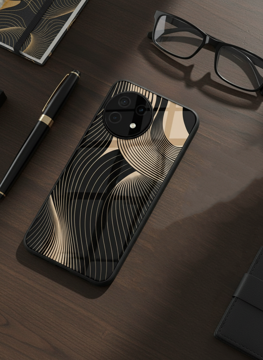 Aesthetic Swirls Premium Glass Back Cover For One Plus 13, 12, 11, 10 The Case & Co India