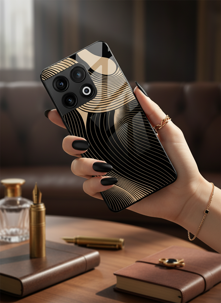 Aesthetic Swirls Premium Glass Back Cover For One Plus 13, 12, 11, 10 The Case & Co India