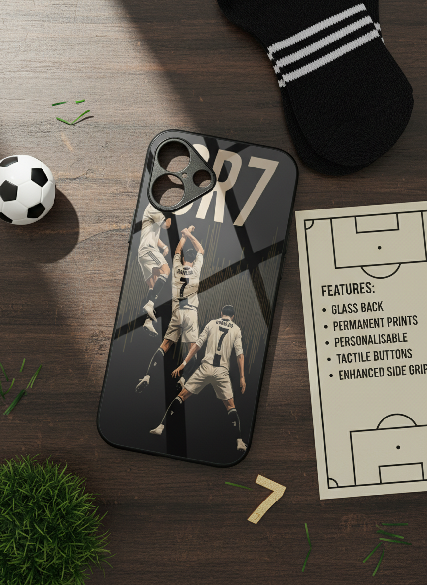 AIR CR7 Premium Glass Back Cover For iPhone 14-17 Models The Case & Co India