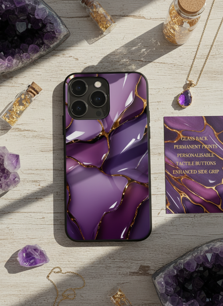 Amethyst Glaze Premium Glass Back Cover For iPhone 14-17 Models The Case & Co India
