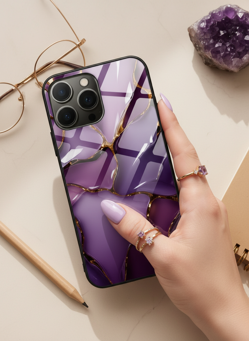Amethyst Glaze Premium Glass Back Cover For iPhone 14-17 Models The Case & Co India