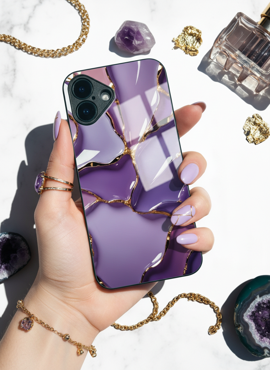 Amethyst Glaze Premium Glass Back Cover For iPhone 14-17 Models The Case & Co India