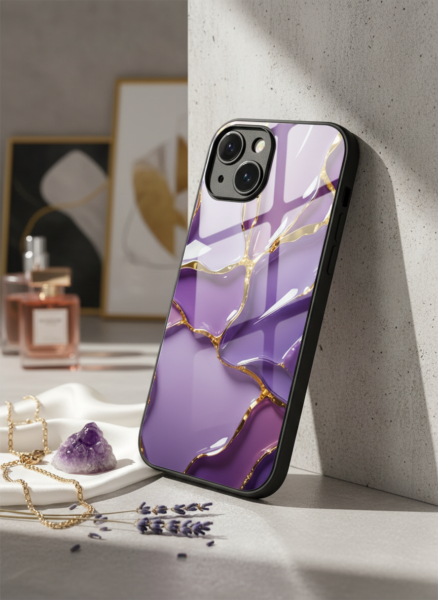 Amethyst Glaze Premium Glass Back Cover For iPhone 14-17 Models The Case & Co India