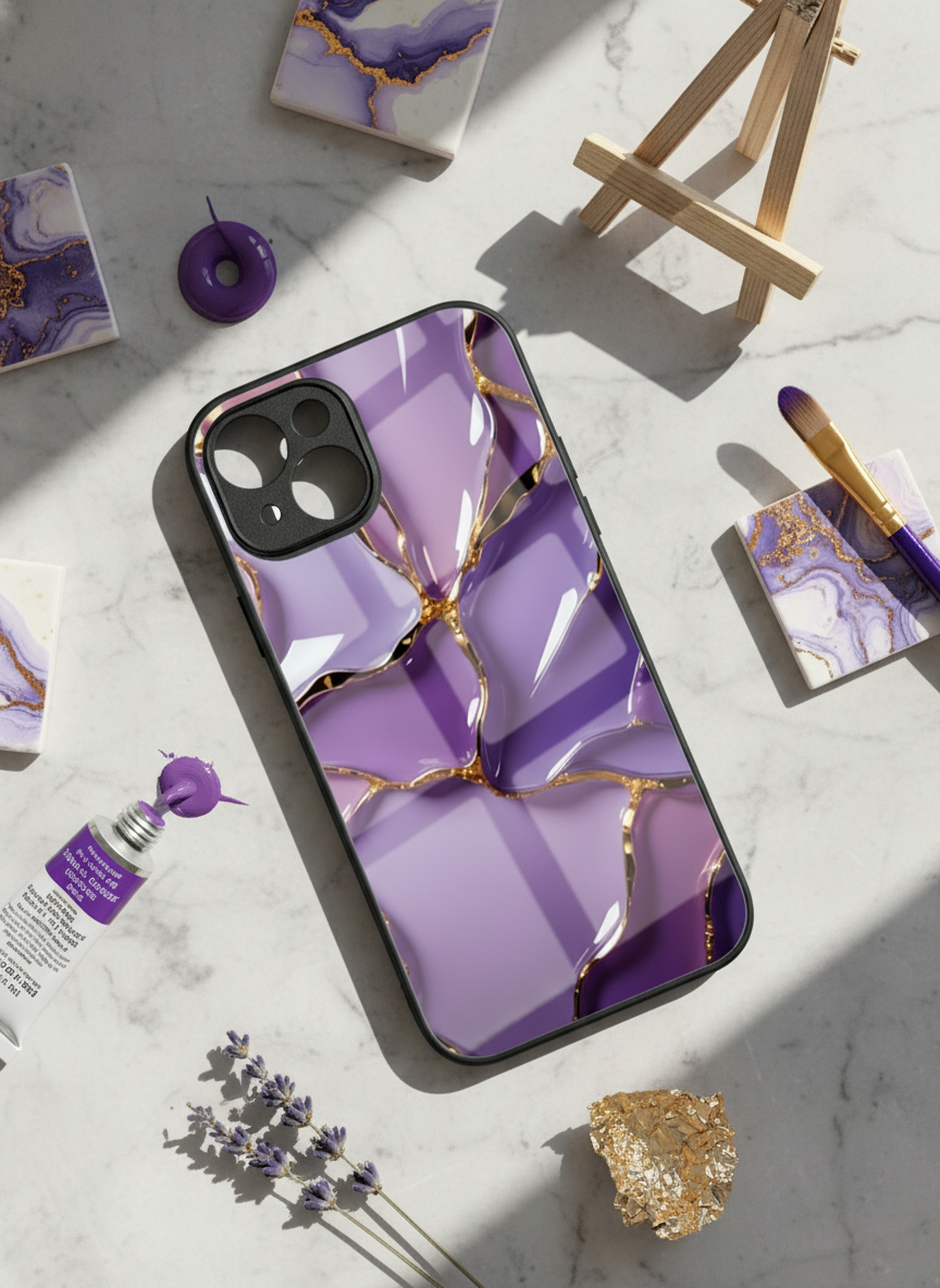 Amethyst Glaze Premium Glass Back Cover For iPhone 14-17 Models The Case & Co India