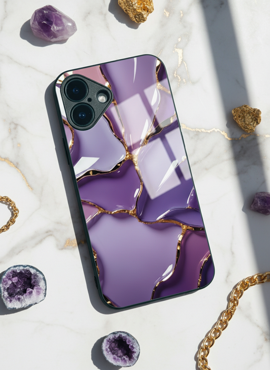 Amethyst Glaze Premium Glass Back Cover For iPhone 14-17 Models The Case & Co India