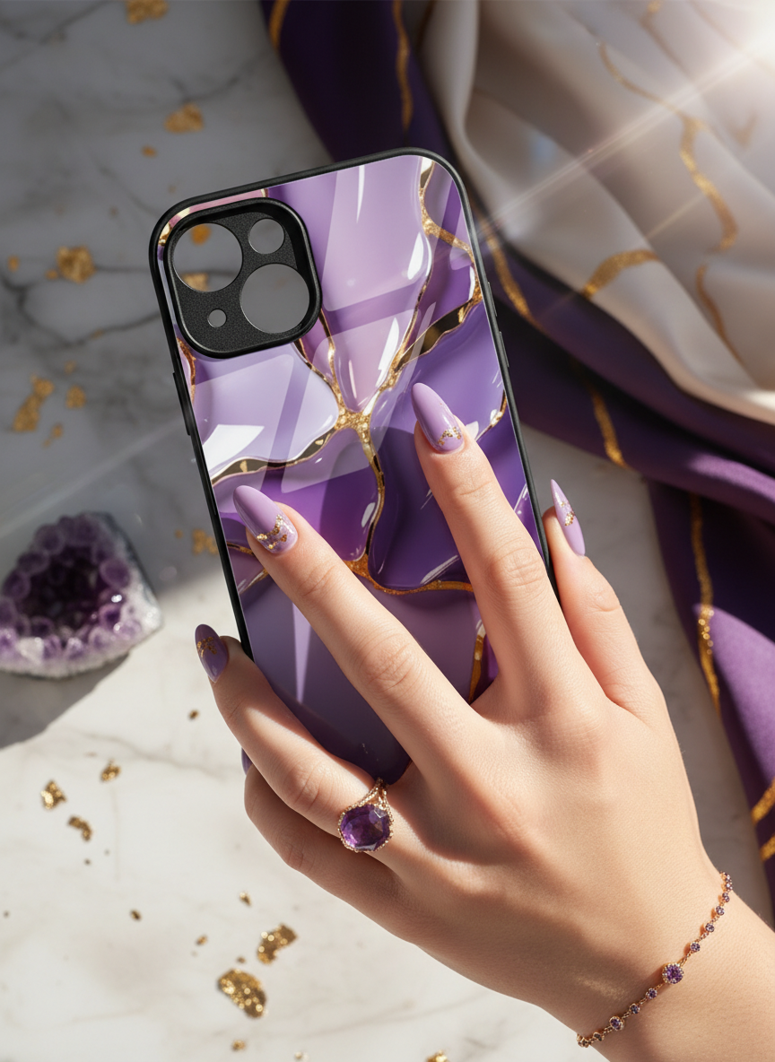Amethyst Glaze Premium Glass Back Cover For iPhone 14-17 Models The Case & Co India