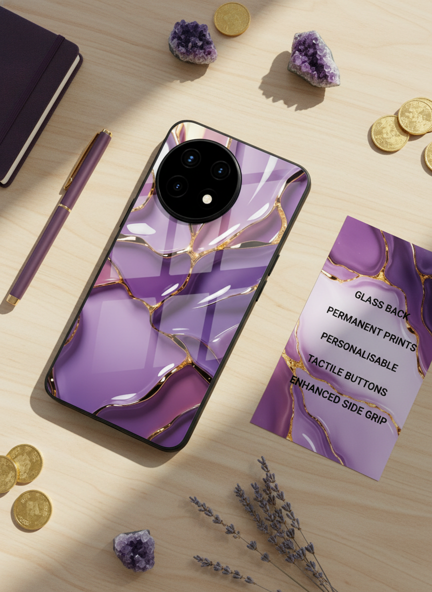 Amethyst Premium Glass Back Cover For One Plus 13, 12, 11, 10 The Case & Co India