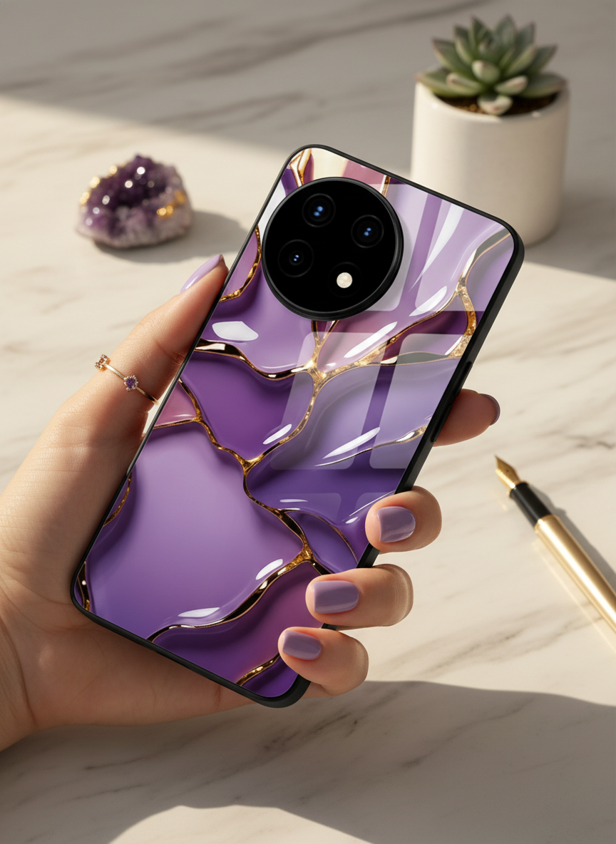 Amethyst Premium Glass Back Cover For One Plus 13, 12, 11, 10 The Case & Co India