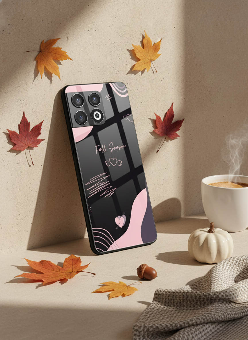 Autumn Heart Premium Glass Back Cover For One Plus 13, 12, 11, 10 The Case & Co India